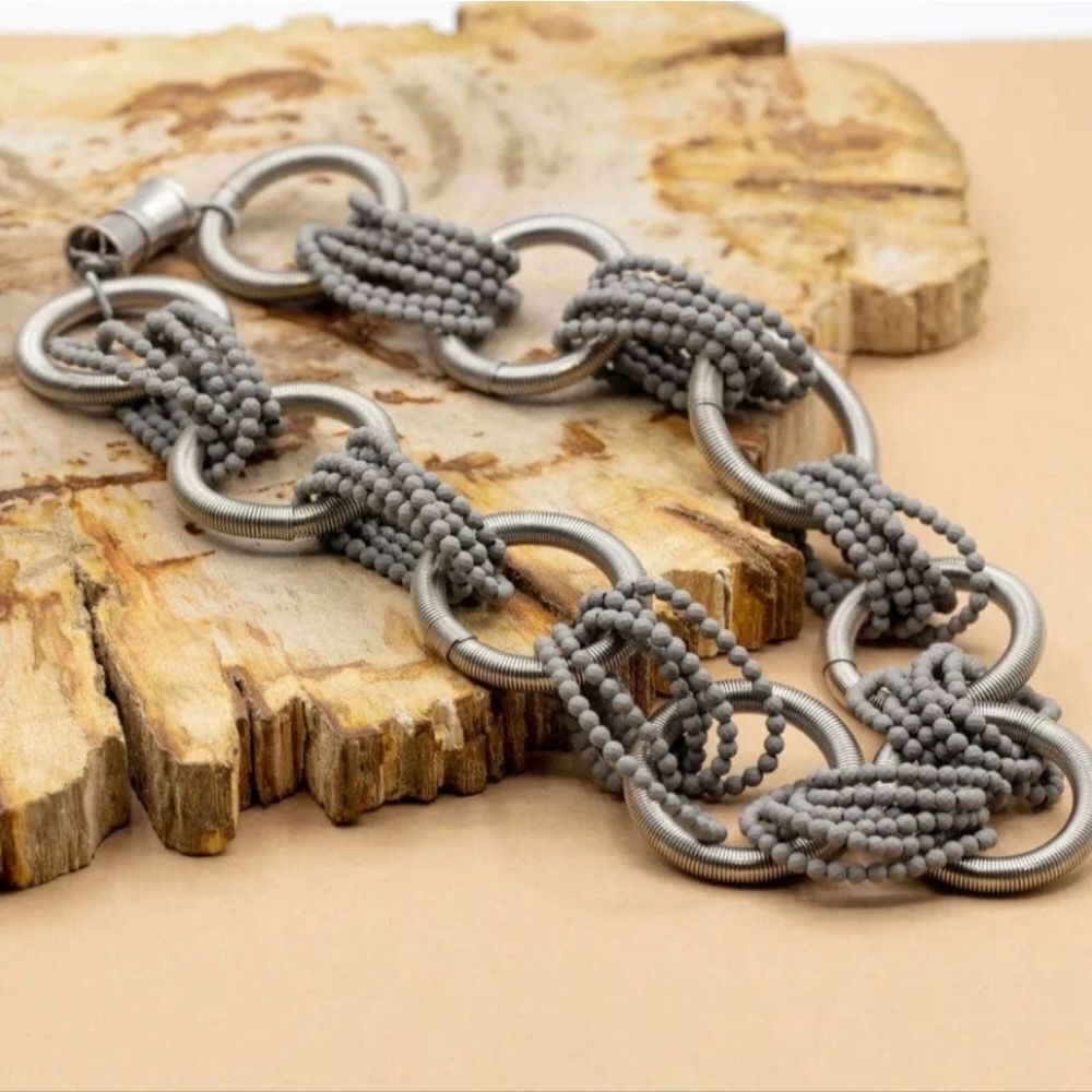 Silver Rings and Hematite Beaded Necklace